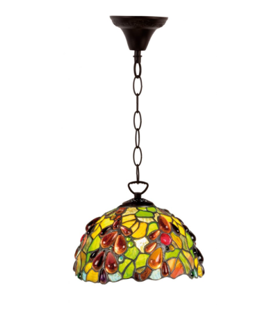 Suspension Tiffany Ambreline – Suspension vitrail Ø20 cm | Lumiland