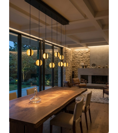 Suspension IRIS – Suspension LED 8 lumières noir et or