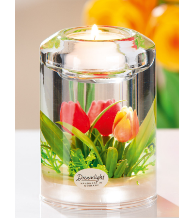 Bougeoir Tulipes – Bougeoir décoratif en verre pour bougie chauffe-plat