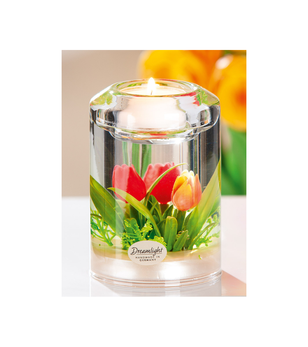 Bougeoir Tulipes – Bougeoir décoratif en verre pour bougie chauffe-plat