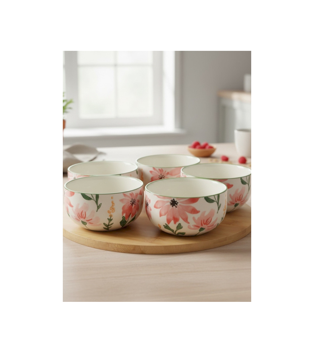 Plat apéritif 5 bols KEMULI – Service floral en céramique