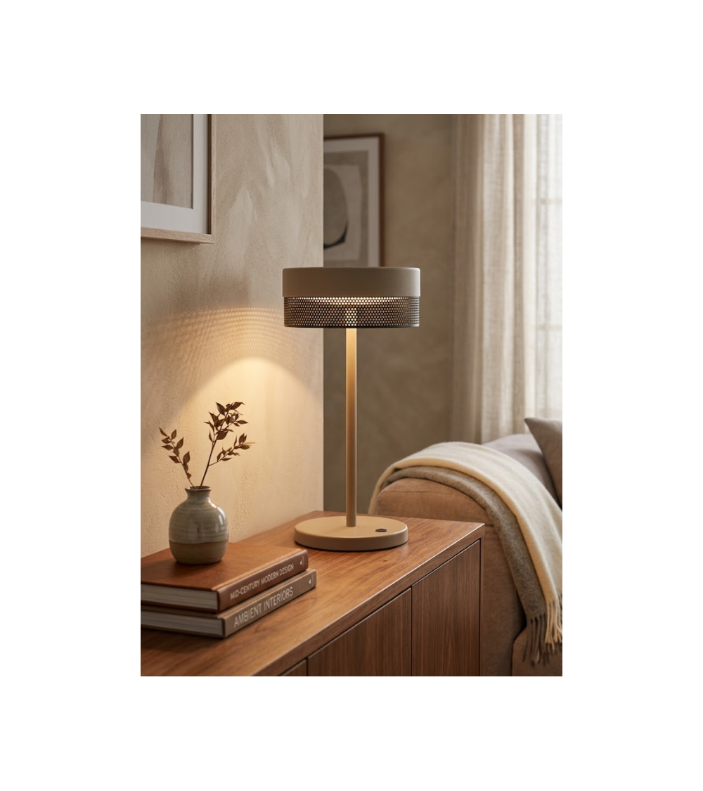 Lampe nomade MESH taupe et noire – LED rechargeable