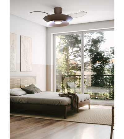 Ventilateur plafond PATAGONIA café et cuivre LED DC