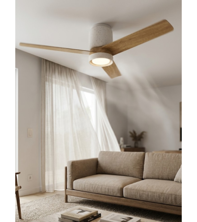 Ventilateur plafond CERAMICA M bois et céramique LED