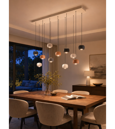 Suspension CANNON multicolore 11 lumières LED – Design linéaire