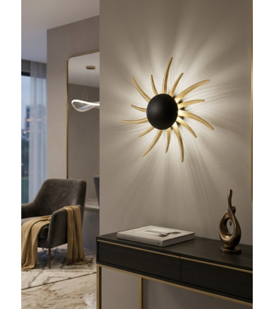 Applique murale LED SOLÉA noir et or - LUMILAND