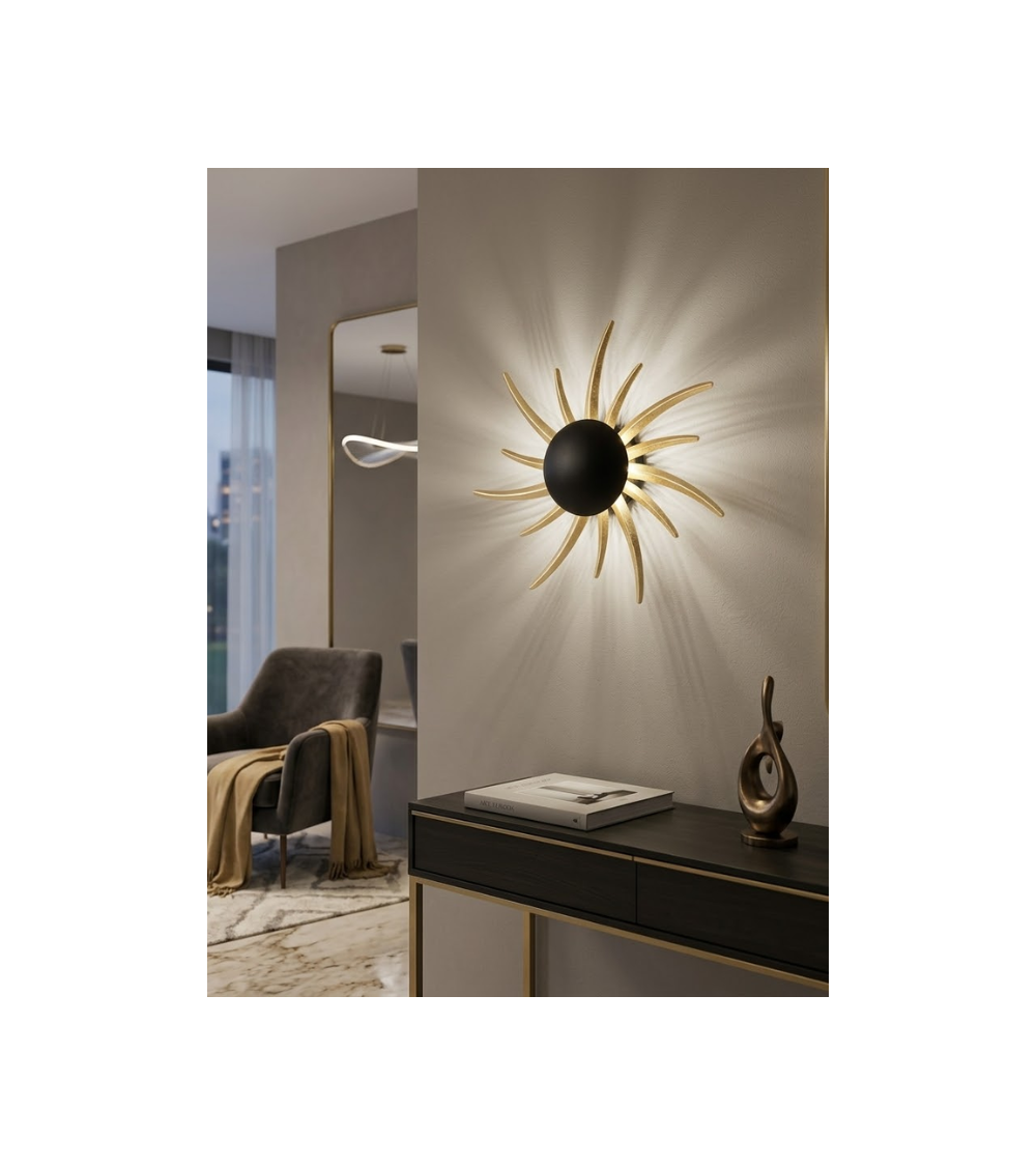 Applique murale LED SOLÉA noir et or - LUMILAND
