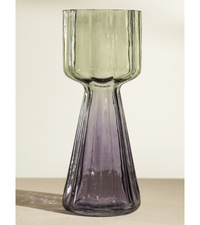Vase GAIETÉ en Verre Dégradé Vert et Parme H.31 cm | Lumiland