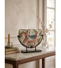 Vase sur pied GEMME décor floral et oiseau en verre | Lumiland