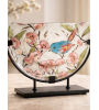 Vase sur pied GEMME décor floral et oiseau en verre | Lumiland