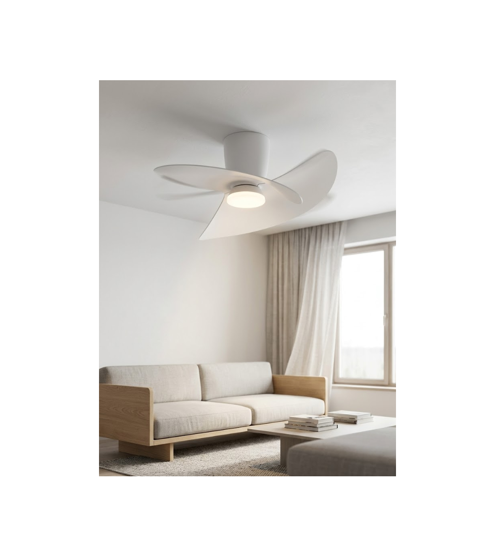 Ventilateur de Plafond ONA Blanc LED 70 cm | Silencieux télécommande