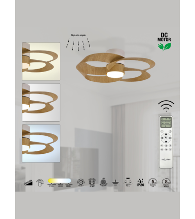 Ventilateur de Plafond ROSE Blanc & Bois LED silencieux - LUMILAND
