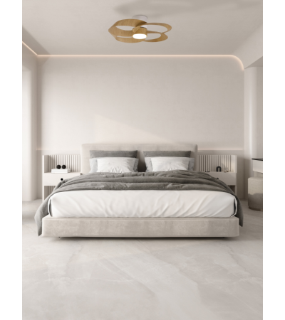 Ventilateur de Plafond ROSE Blanc & Bois LED silencieux - LUMILAND