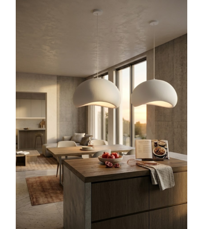 Suspension LUNA en Résine Blanche Ø50 ou Ø60 cm E27 | Lumiland