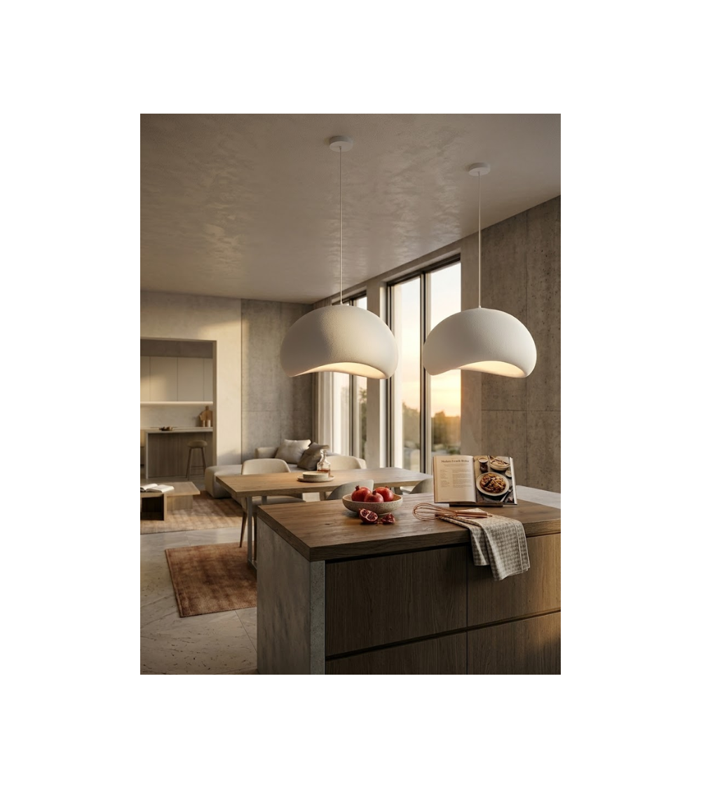 Suspension LUNA en Résine Blanche Ø50 ou Ø60 cm E27 | Lumiland
