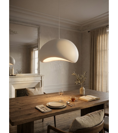 Suspension LUNA en Résine Blanche Ø50 ou Ø60 cm E27 | Lumiland