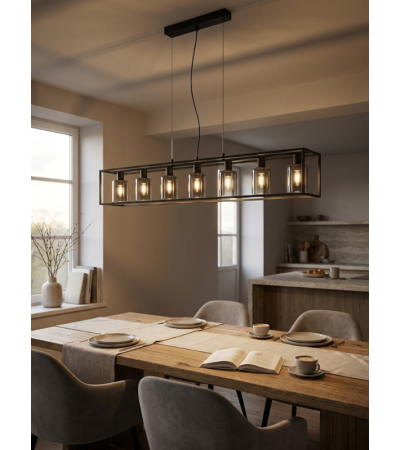 Suspension LINEA verre fumé 5 ou 7 lumières | Lumiland