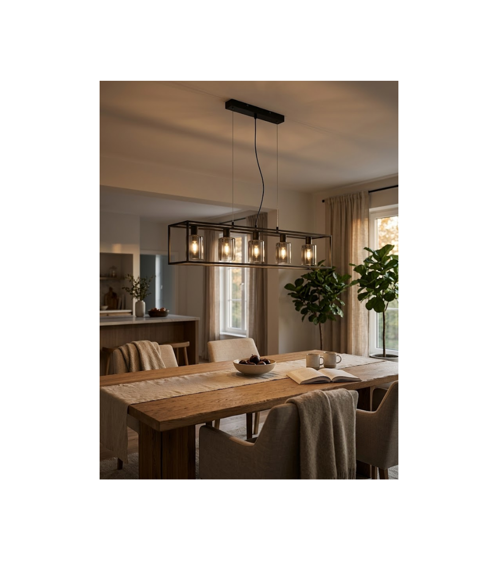 Suspension LINEA verre fumé 5 ou 7 lumières | Lumiland