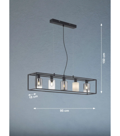 Suspension LINEA verre fumé 5 ou 7 lumières | Lumiland