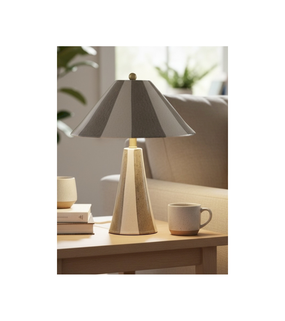 Lampe ADORA en céramique blanc et vert ou gris | Lumiland