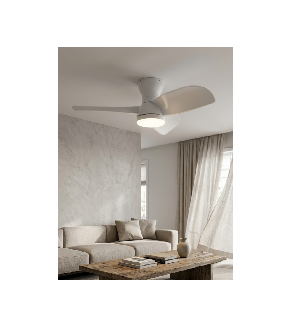 Ventilateur plafonnier CRETA blanc LED | Lumiland