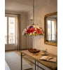 Suspension Tiffany fleur en vitrail – Luminaire floral élégant