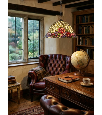 Suspension Tiffany en vitrail – Luminaire décoratif intemporel