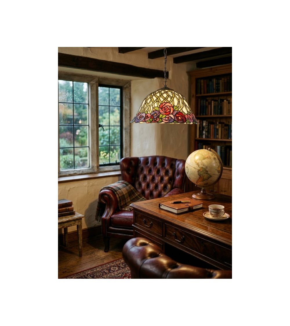 Suspension Tiffany en vitrail – Luminaire décoratif intemporel