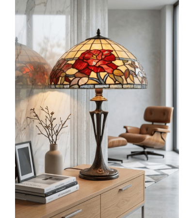 Lampe Tiffany AMBERA – Lampe vitrail décorative | Lumiland