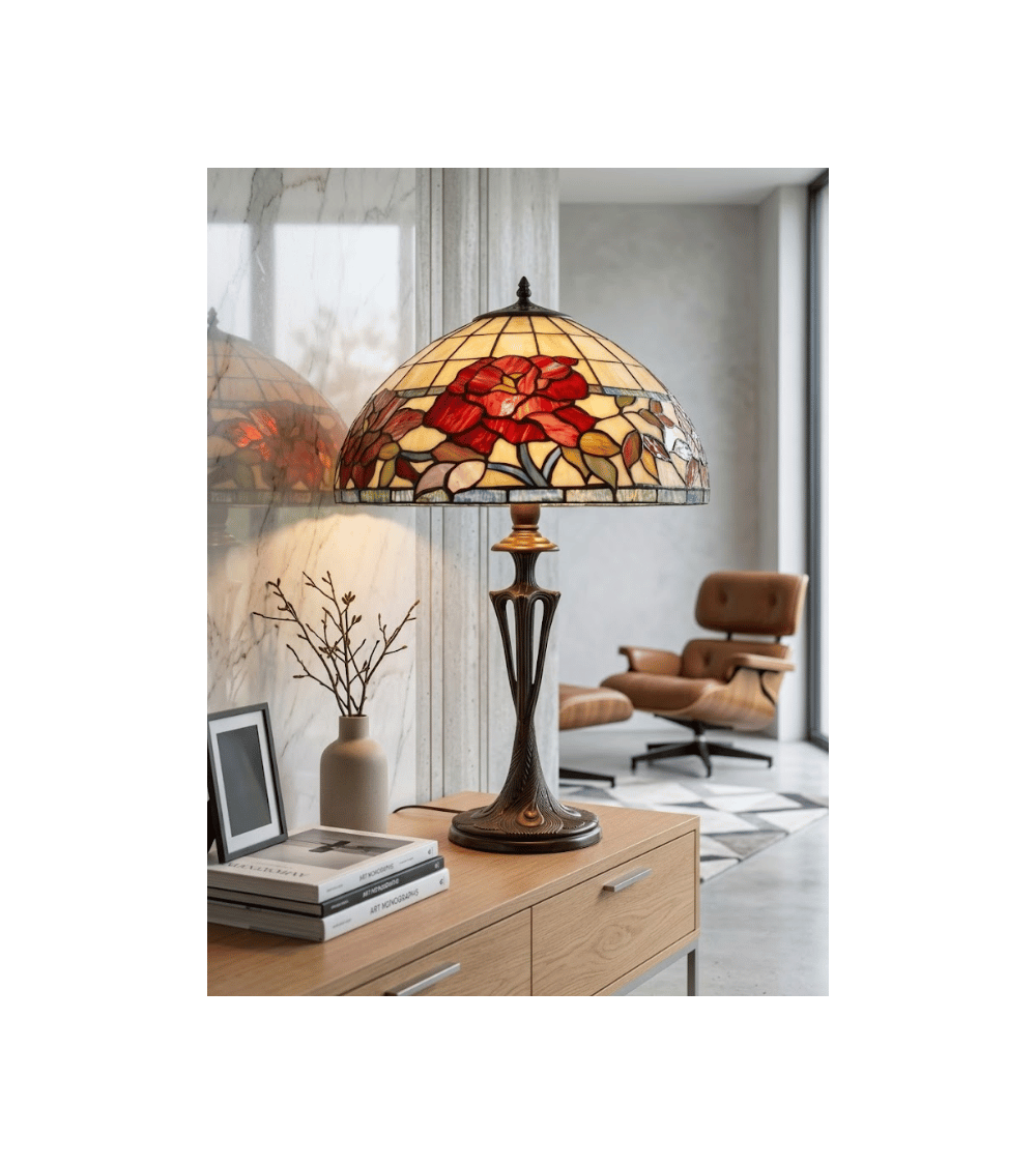 Lampe Tiffany AMBERA – Lampe vitrail décorative | Lumiland
