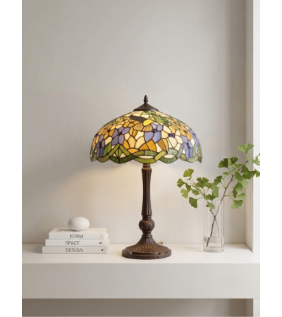 Lampe Tiffany IRIS – Lampe à poser en vitrail floral | Lumiland