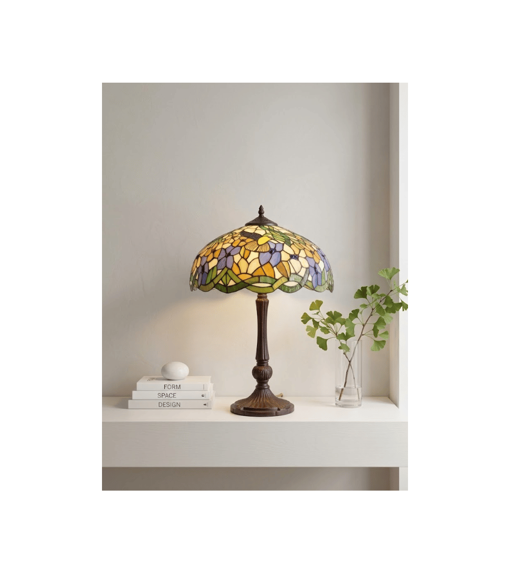 Lampe Tiffany IRIS – Lampe à poser en vitrail floral | Lumiland