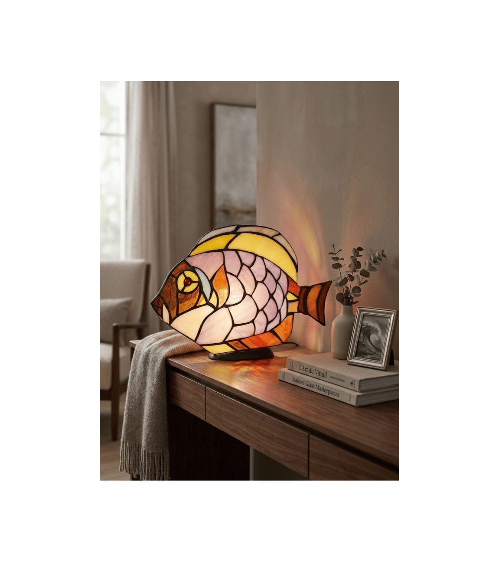 Lampe Tiffany POISSON – Lampe en vitrail originale | Lumiland