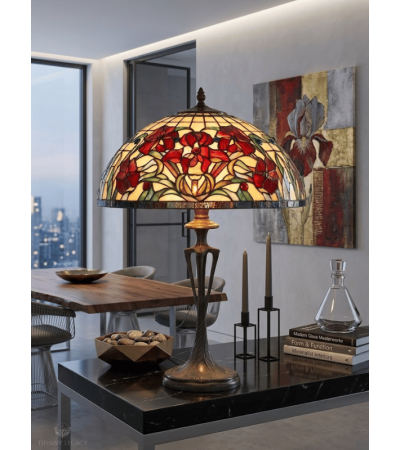 Lampe Tiffany IRIS ROYAL – Grande lampe en vitrail floral | Lumiland