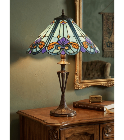 Lampe Tiffany AURÉLIA – Lampe en vitrail aux teintes cuivrées