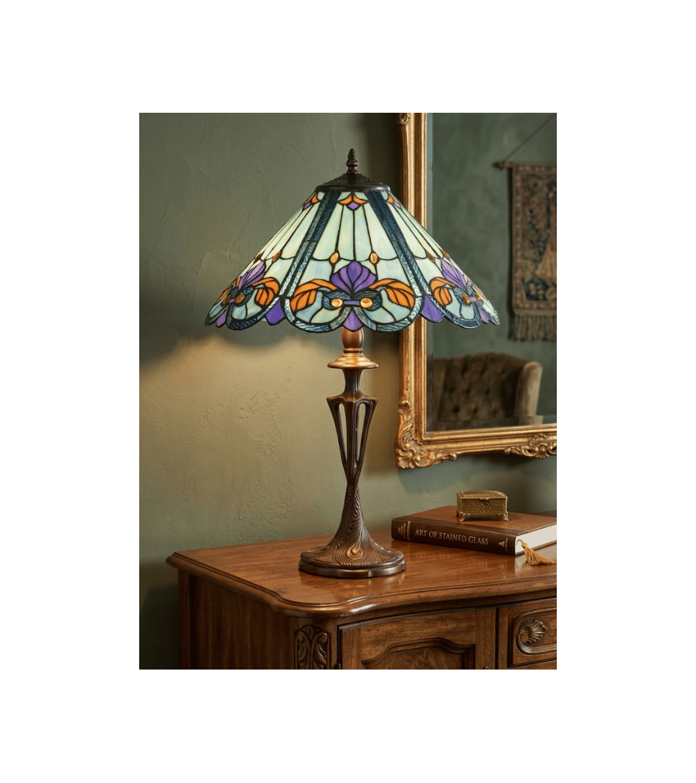 Lampe Tiffany AURÉLIA – Lampe en vitrail aux teintes cuivrées