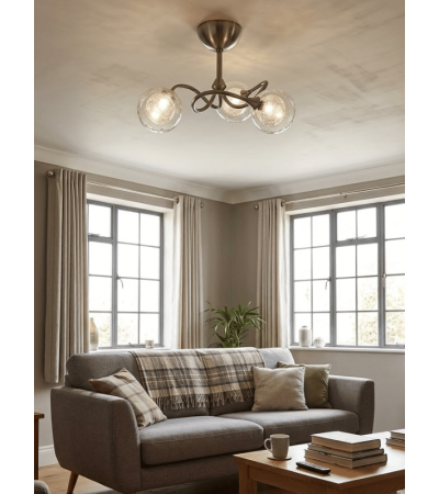 Ras de plafond POMPEI en laiton massif – 3 ou 5 lumières