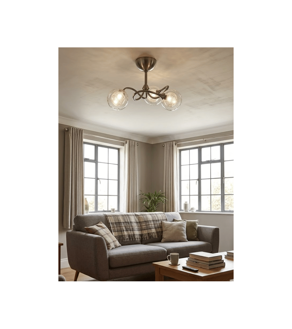 Ras de plafond POMPEI en laiton massif – 3 ou 5 lumières