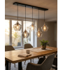 Suspension RAKEL 5 lumières – Verre fumé & bronze | Lumiland