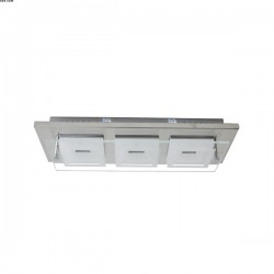 Plafonnier 3 lumières finition chromé et diffuseurs acrylique blanc L.E.D intégrée