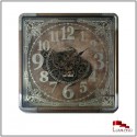 Horloge 1649, encadrement métal et bois, aspect vieilli, 80 x 80