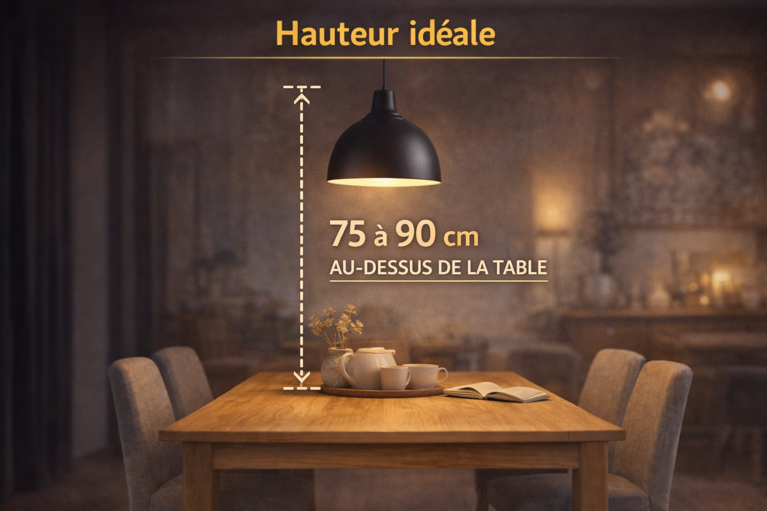 Hauteur idéale d’une suspension au-dessus d’une table à manger