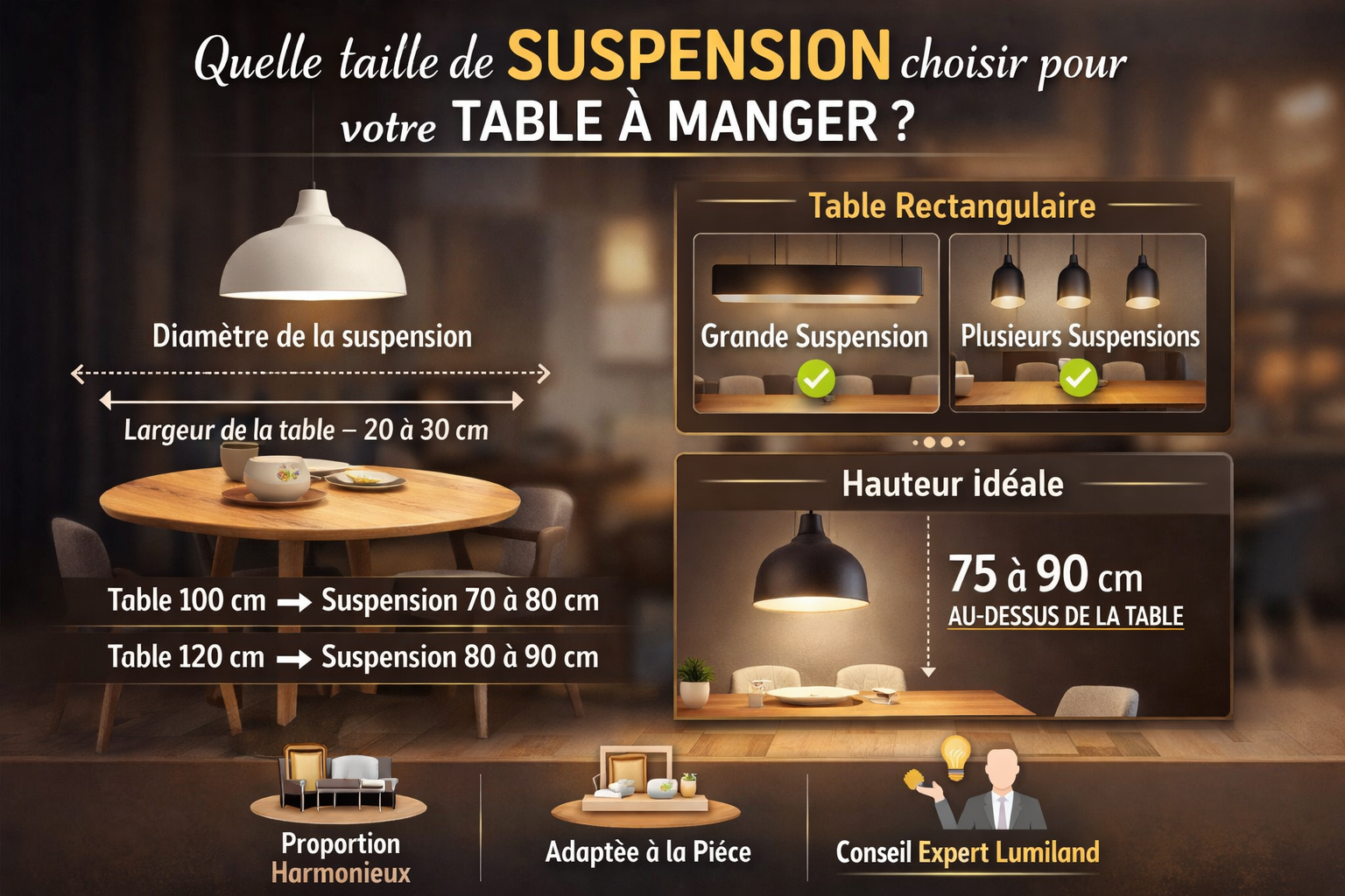 Quelle taille de suspension choisir pour une table à manger