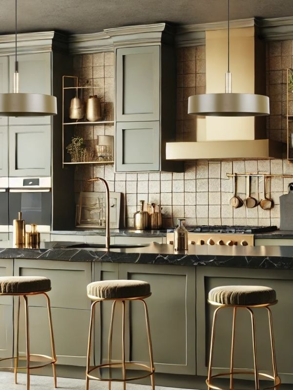 luminaire industriel metal vert et doré